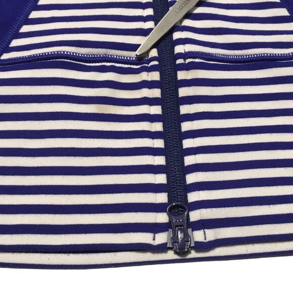 Lululemon In Stride Jacket Pigment Blue White Narrow Bold Stripe Women Size 4 - Picture 16 of 16